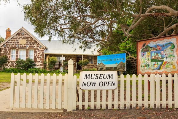 Merimbula Imlay Historical Society showing a small town or village and signage