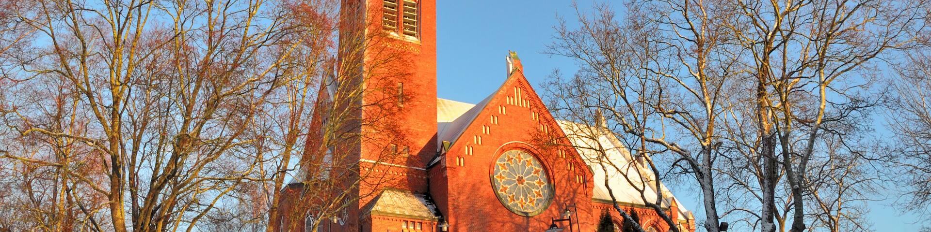 Finland. Forssa Cathedral in the sunny winter morning