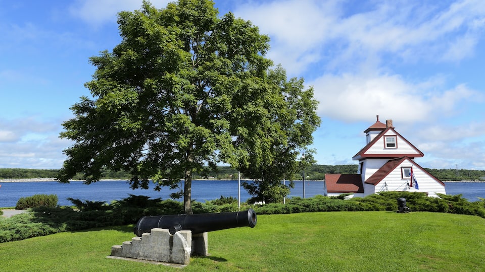 Fort Point Lighthouse built in 1855 in Liverpool Nova Scotia Canada