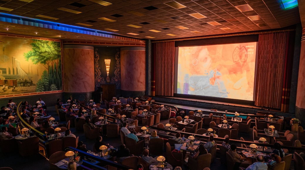 Commodore Theatre showing theater scenes and interior views as well as a large group of people