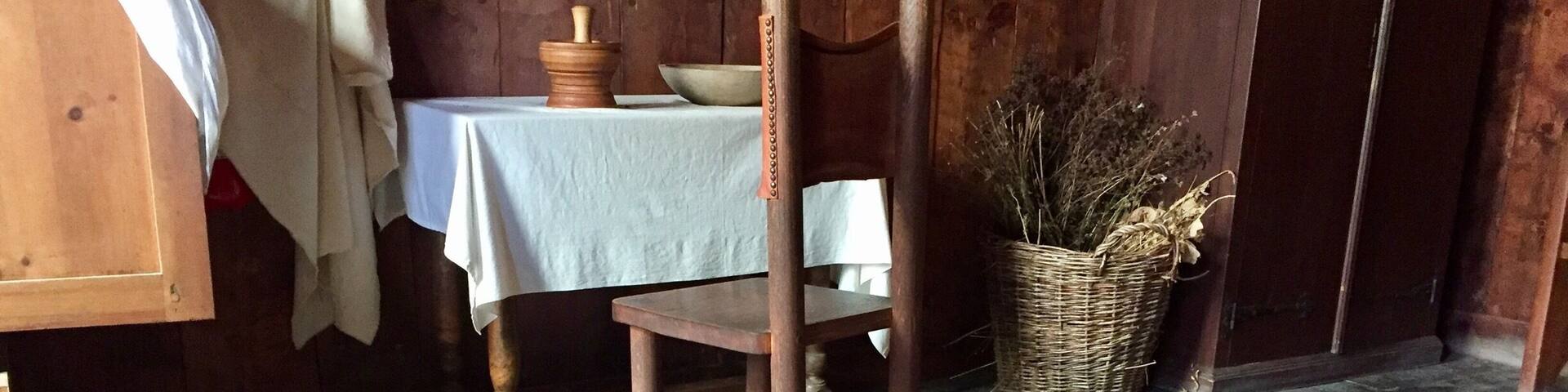 A 'gentlemen's room' at the reconstructed Habitation. This is one of the best reconstructions we have ever visited.