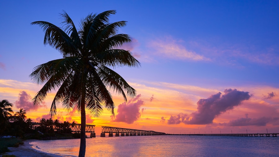 Florida Keys old bridge sunset at Bahia Honda
