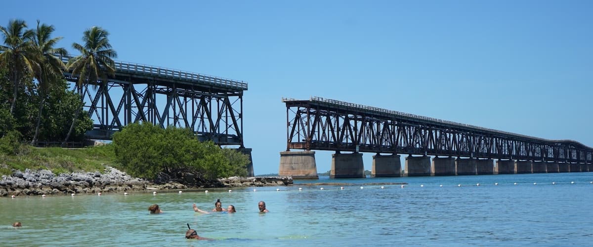 Swimming at the Old train bridge. In the Florida Keys. #AquaTrove