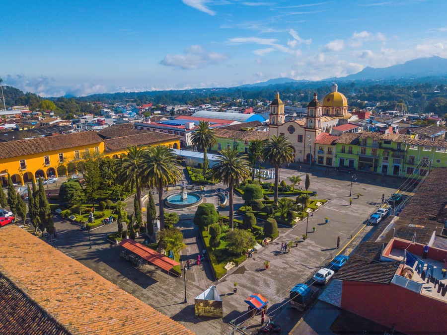 panoramic aerial view of the picturesque village of Tlatlauquitepec on a sunny day; Shutterstock ID 1113571352; Purchase Order: -