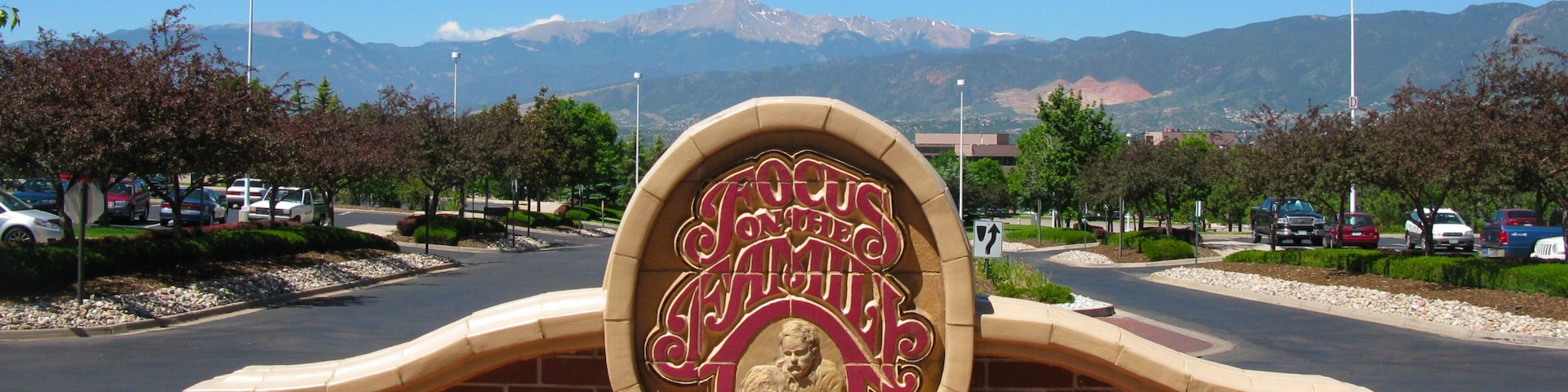 Focus on the Family Welcome Center showing signage