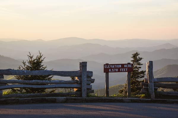 Sunset from Mount Mitchell, North Carolina; in the Blue Ridge Mountains near Asheville