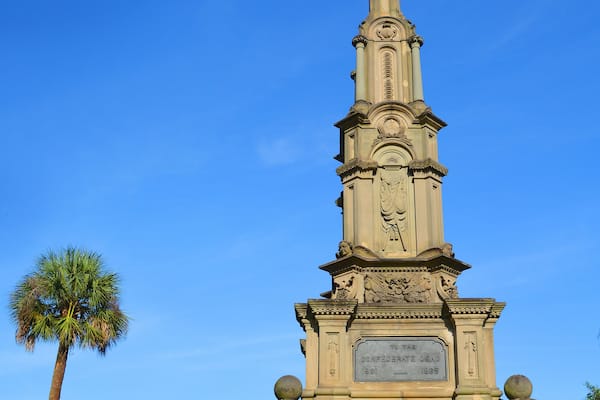 Confederate monuments stands in Savannah Forsyth Park, where her soldiers drilled before marching off to war. This impressive monument honored local Civil War veterans