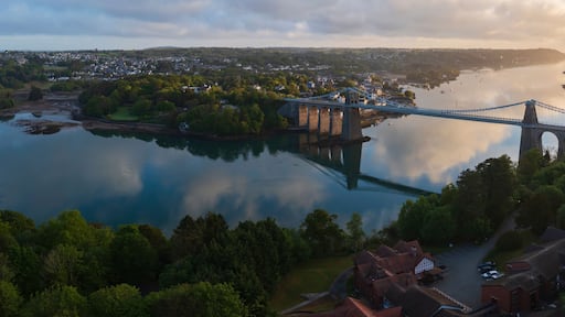 Aerial View of the Menai Strait Bridge