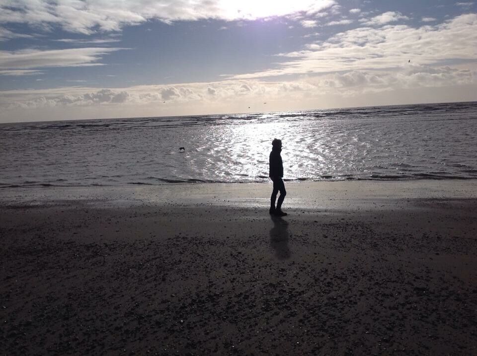 As the sun goes down on Romney marshes a lone person strolls, I wonder what she is thinking , something truly amazing is my answer 