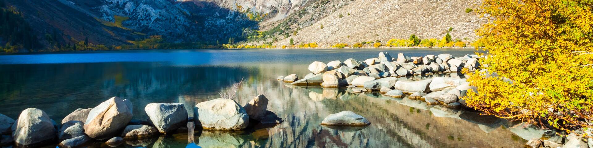 Reflection of Mount Laurel onThe Clear Water of Convict Lake, Mammoth Lakes, California, USA