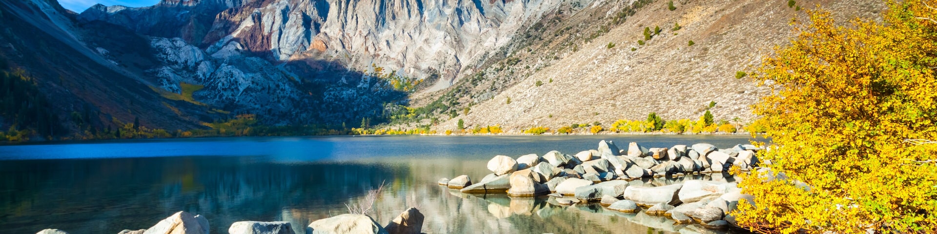 Reflection of Mount Laurel onThe Clear Water of Convict Lake, Mammoth Lakes, California, USA