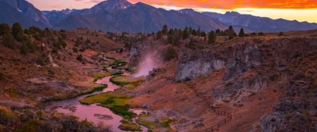 A beautiful sunset over the Hot Creek with the steam emerging from the Springs, a geological phenomenon. Part of Mammoth Mountains and Mammoth Lakes in the Eastern Sierras of California.
I traveled from my home in Southern California to Bishop and beyond-Eastern Sierra country that comprises the Sierra Nevada Mountains of which Mt. Whitney is one of the peaks. To the west lies the beautiful Yosemite Valley with its snow-covered peaks, including the most famous Half Dome, the Merced River, the Pines and just the most beautiful vistas!
#trovember #easternsierras #mammothlakes #mammothmountains #epinsunset #travelcalifornia #california #sierranevadamountains