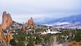 Garden of the Gods in Colorado Springs Colorado after a light snow in winter