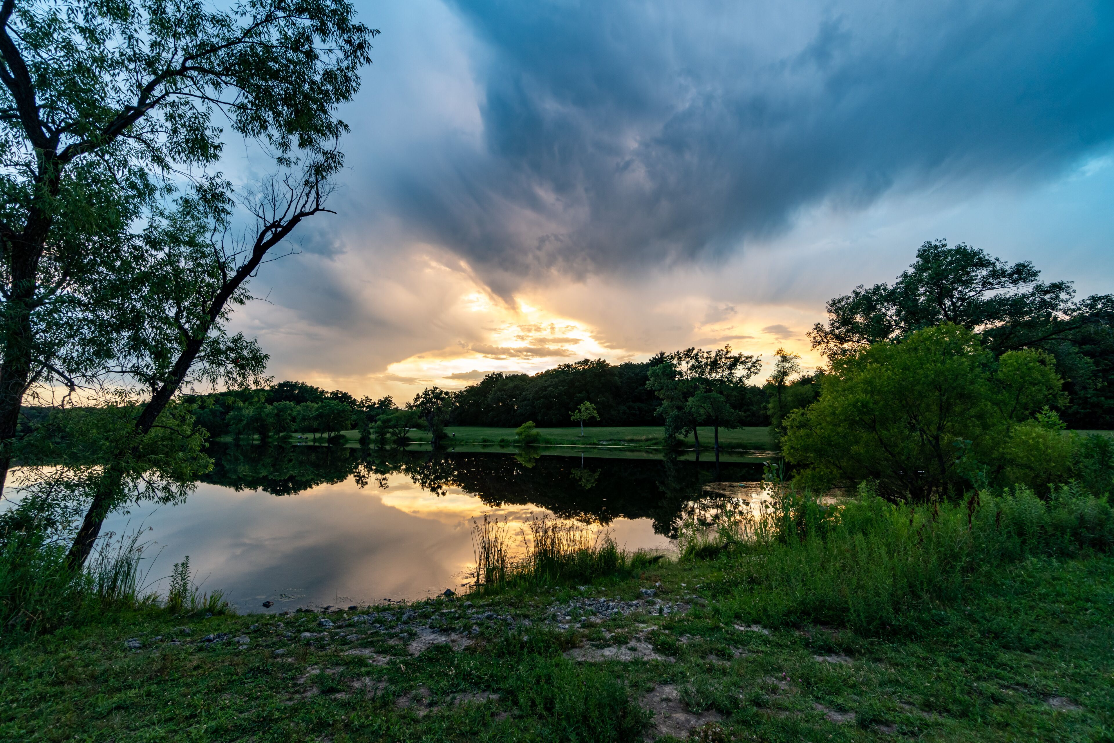 Reflection on Lake at Dusk at Turtlehead Lake Nature Preserve in Orland Park, IL (Suburban Chicago)