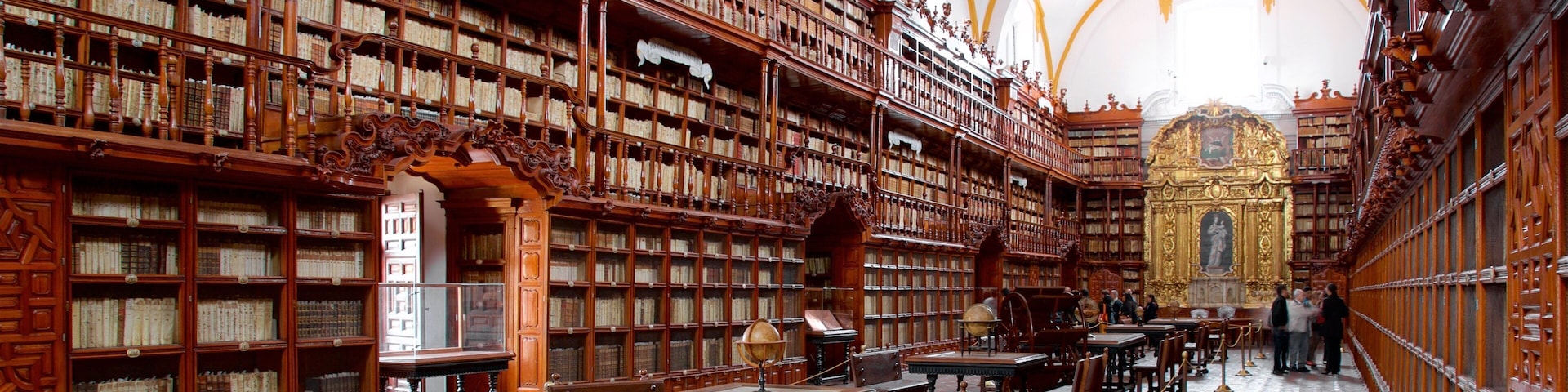 Biblioteca Palafoxiana caracterizando vistas internas e elementos de patrimônio
