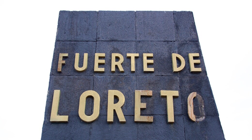 Fort Loreto showing signage