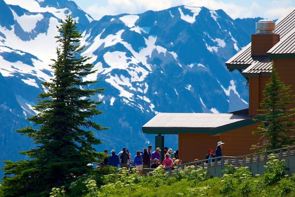 Hurricane Ridge Besucherzentrum mit einem Ansichten, Berge und Schnee