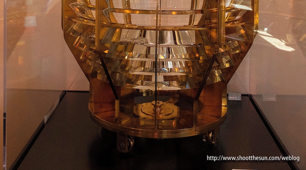 The plaque reads:
4th Order Fresnel Lens
Manufactured by
Macbeth-Evans Glass Company
Pittsburgh, Pennsylvania
Circa 1913
On loan from the U.S. Lighthouse Society
And I doubt I need to say anything else.