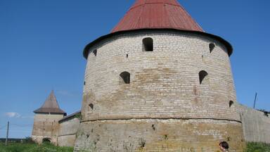 Oreshek Fortress. The ancient Russian fortress on the Orekhov island in the source of the Neva river. Founded in 1323