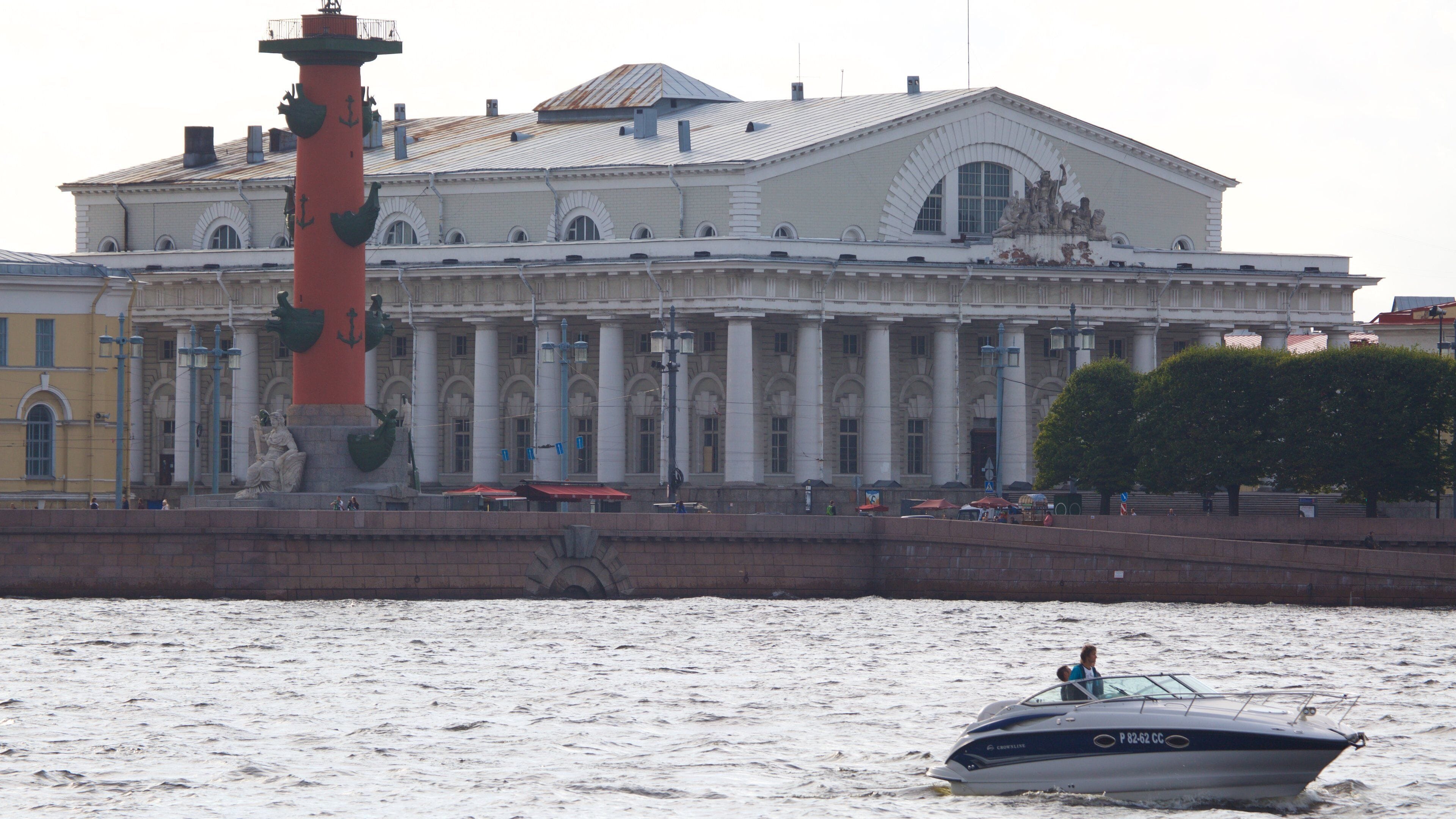 Strelka which includes heritage architecture and a river or creek