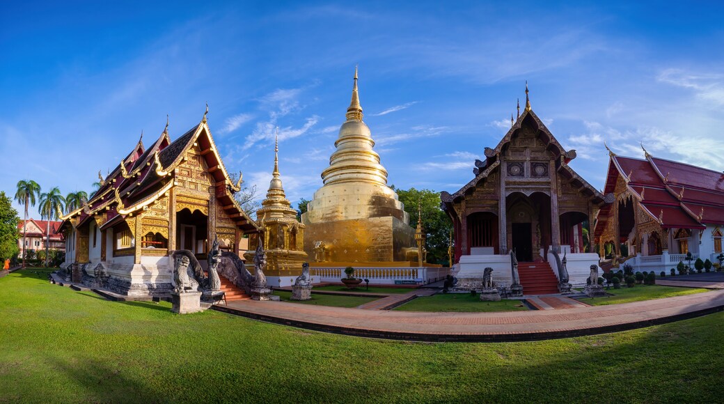 Panoramic of The Wat Phra Sing Temple located in Chiang Mai Province,Thailand. landmark for tourists at Chiang Mai, the Most favorite landmark for travel