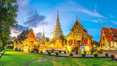 Wat Phra Singh temple in the old town center of Chiang Mai