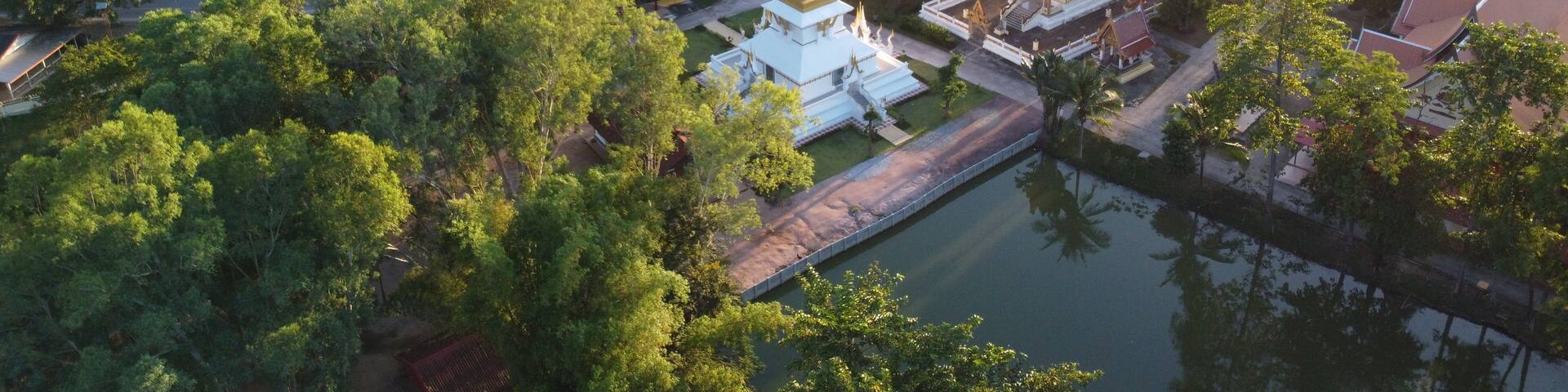 Aerial view of temple and temple in Nong bua lumphu Historical Park