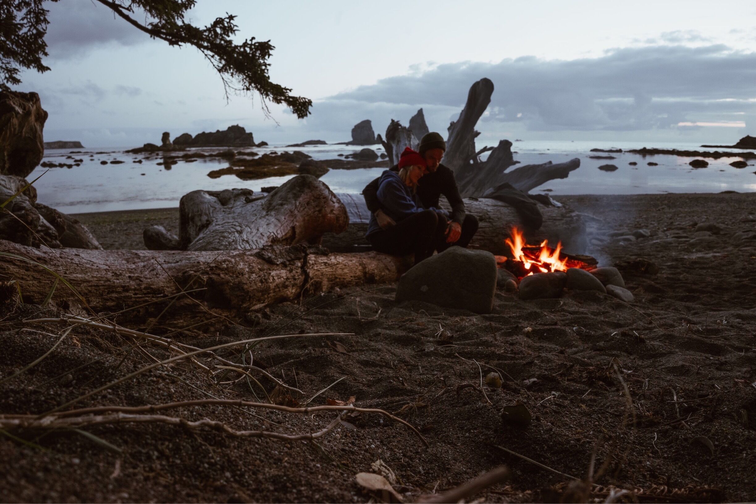 We hiked in about 3 miles down the coast of Washington and found a secluded place to set up camp. #takeahike