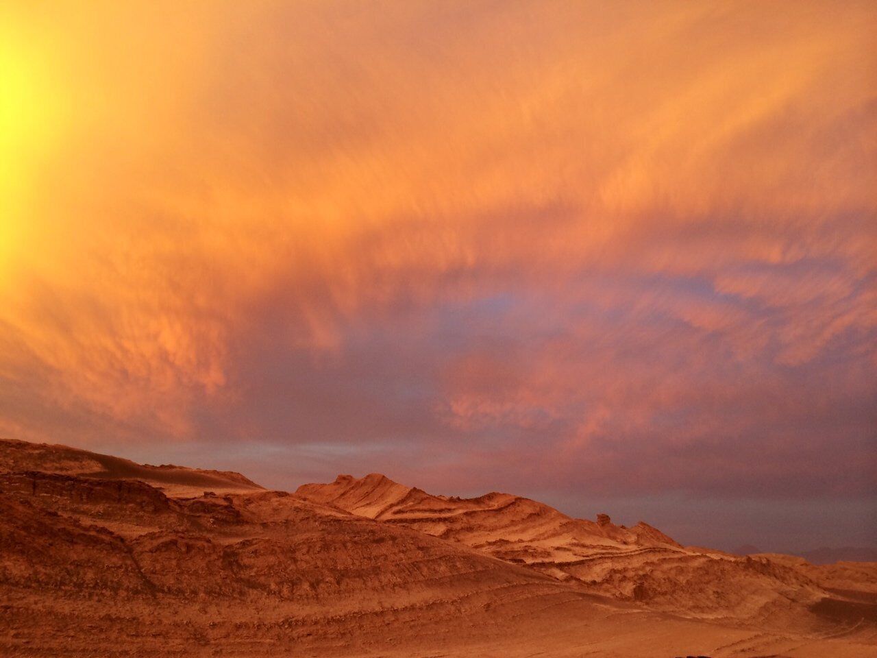 Caption---- sunset at Atacama Desert, Chile