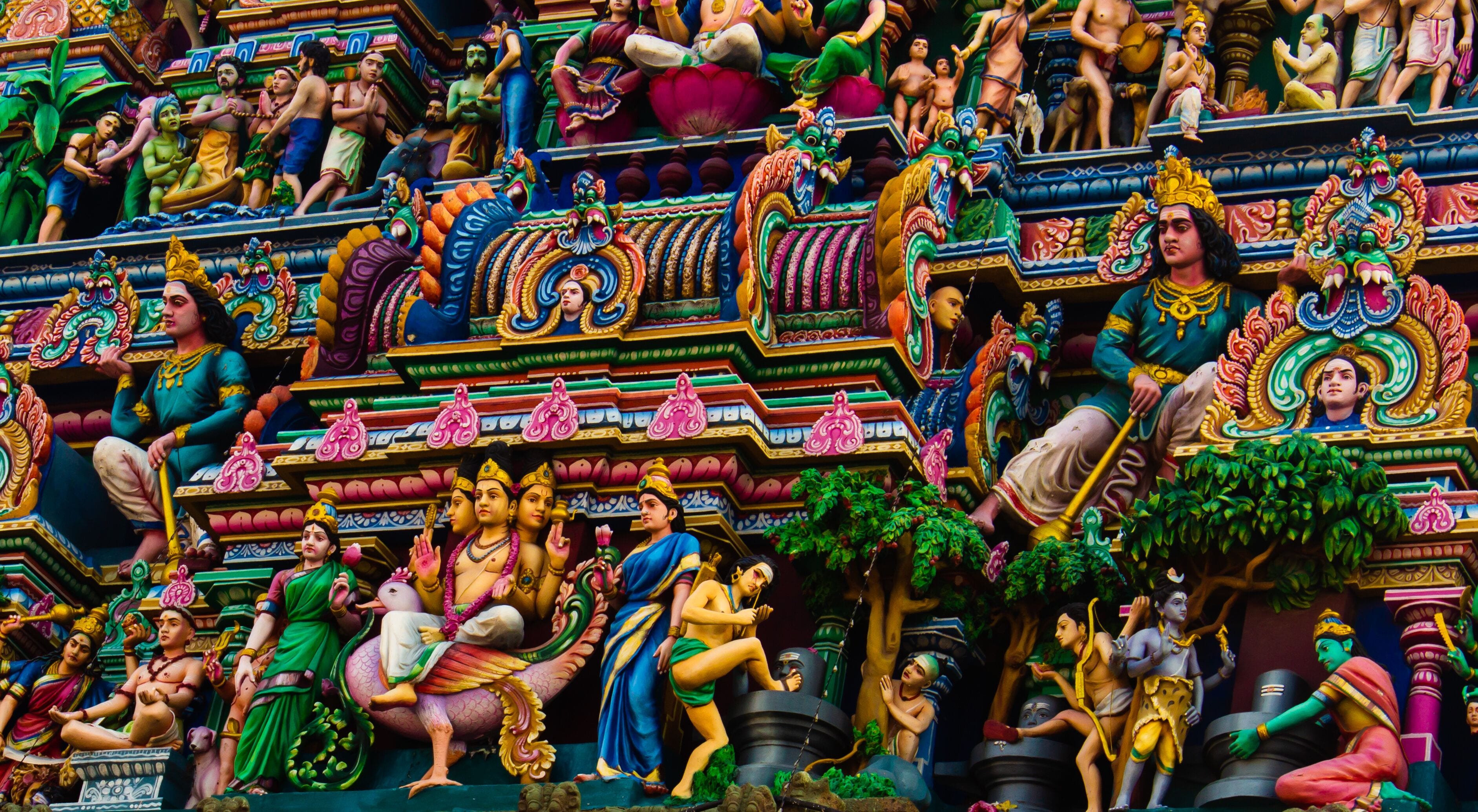 Close view of the gopuram (tower) of Kapaleeshwarar Temple, Mylapore, Chennai, India