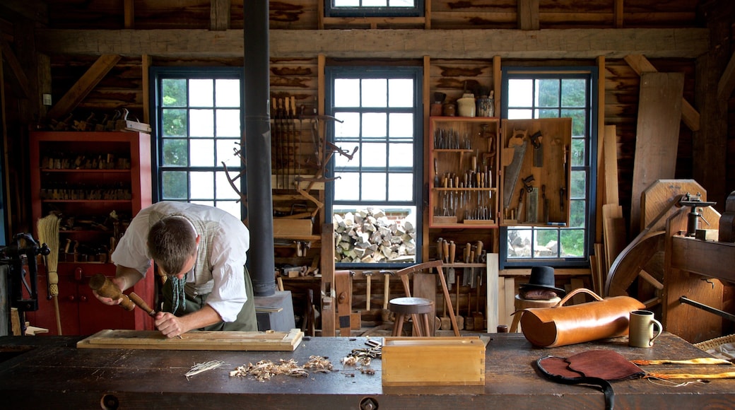 Conner Prairie Interactive History Park featuring interior views as well as an individual male