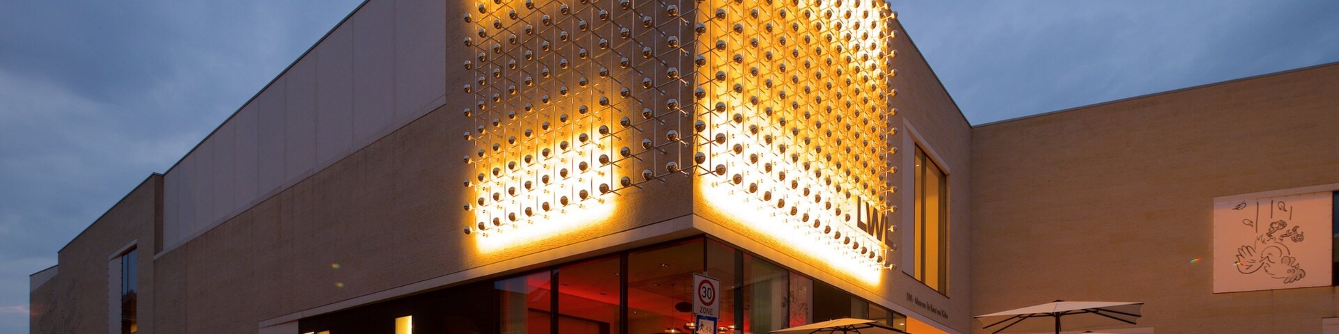 Westphalian State Museum for Art and Cultural History showing night scenes and modern architecture