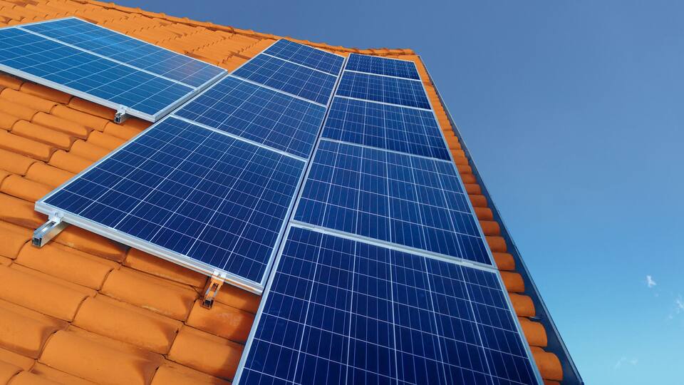 Solar panels on a building.