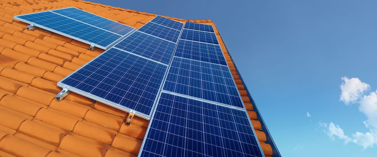 Solar panels on a building.