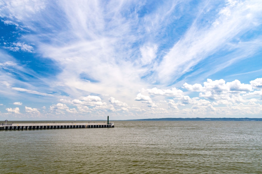 Vistula Lagoon known as the Vistula Bay or Vistula Gulf in Krynica Morska, Poland.