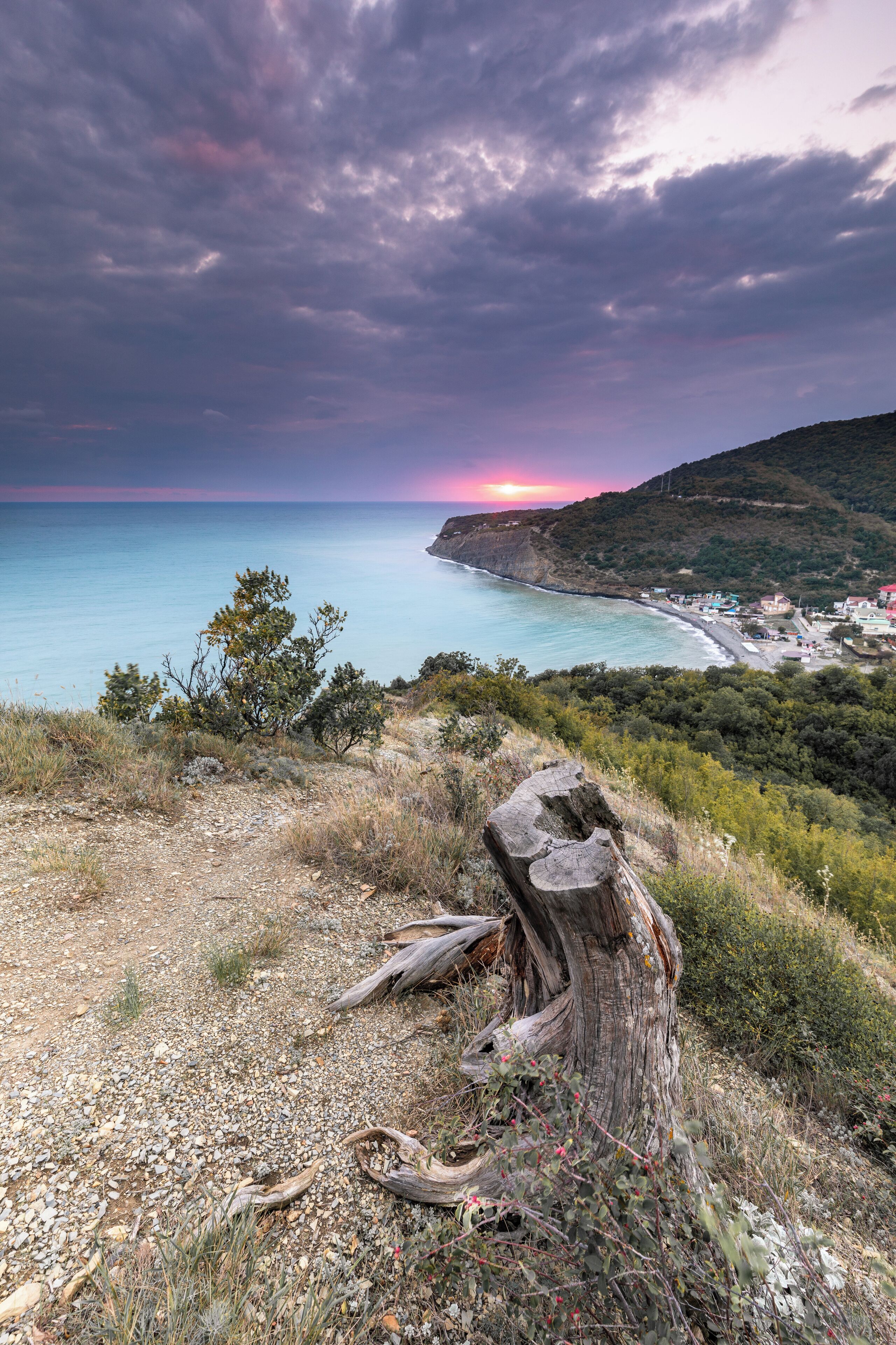 Sunset view on Dyrso, Novorossiysk.