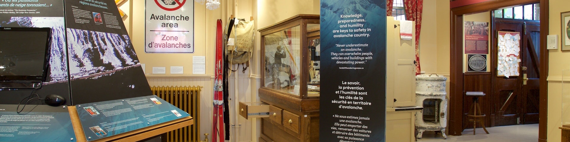 Revelstoke Museum and Archives featuring signage and interior views