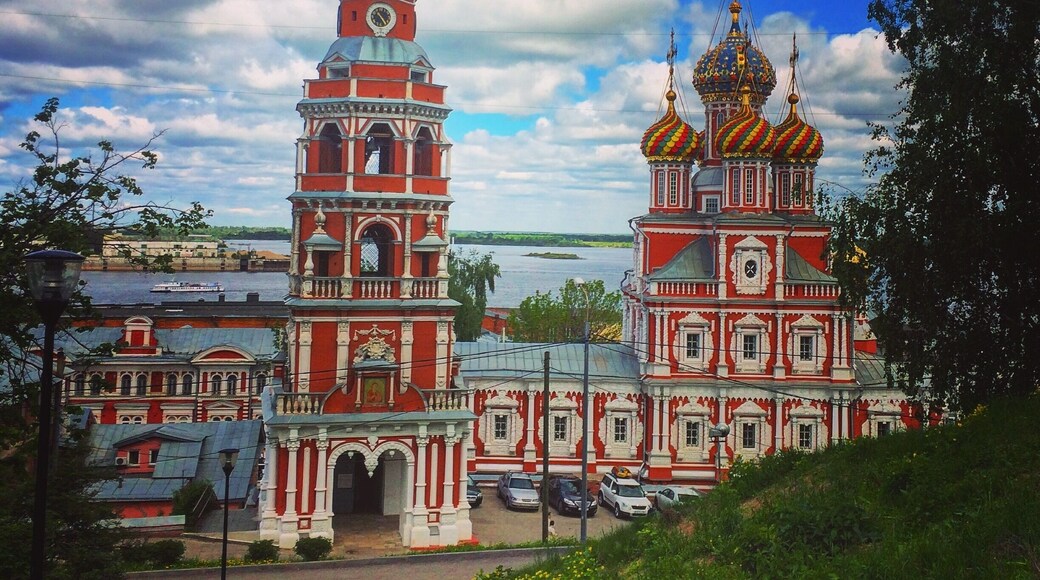 Locates between the Volga river and the Oka river and only four hours outside of Moscow, Nizhniy Novgorod is a nice although not spectacular city. This church, one of many, was the most beautiful one i think.