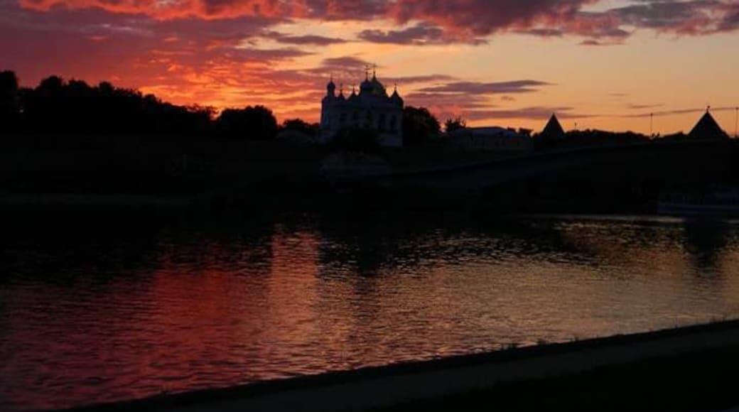 Beautiful sunset in Veliky Novgorod - Russia.