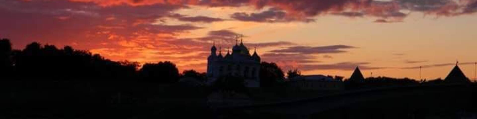 Beautiful sunset in Veliky Novgorod - Russia.