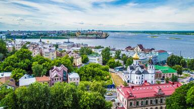 Colorful view of summer Nizhny Novgorod, Russia