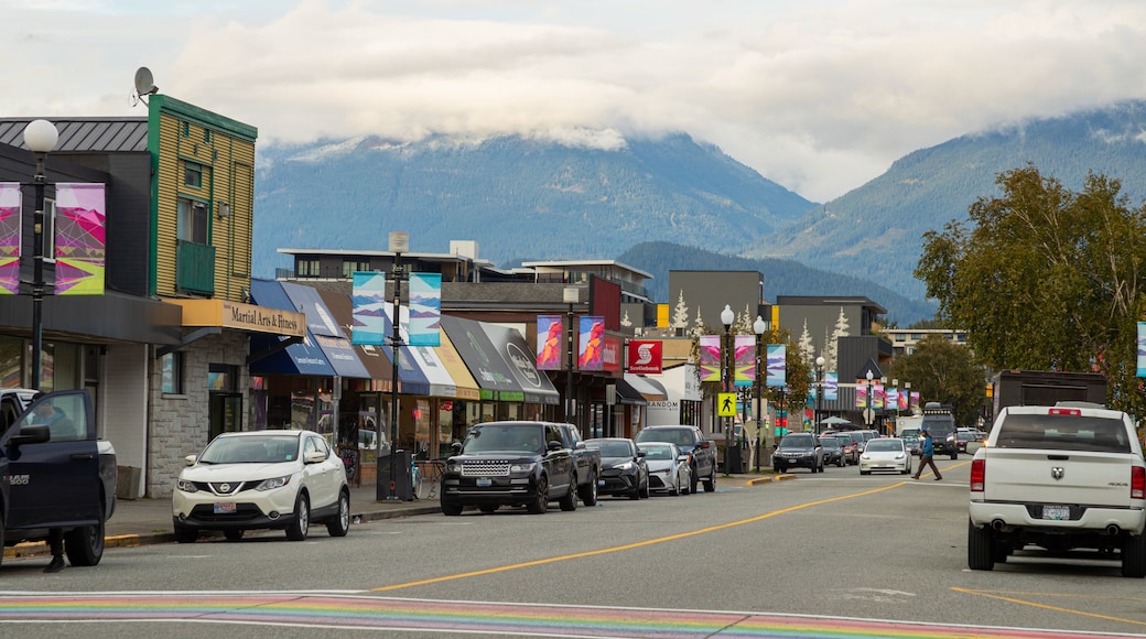 Downtown Squamish showing a small town or village