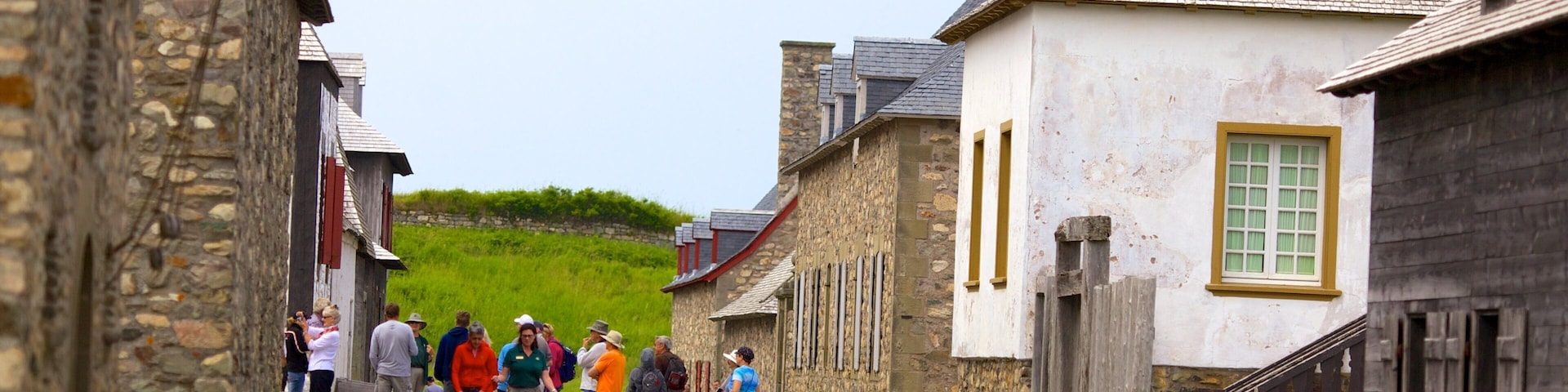 Fortress Louisbourg National Historic Site showing a small town or village, heritage architecture and street scenes