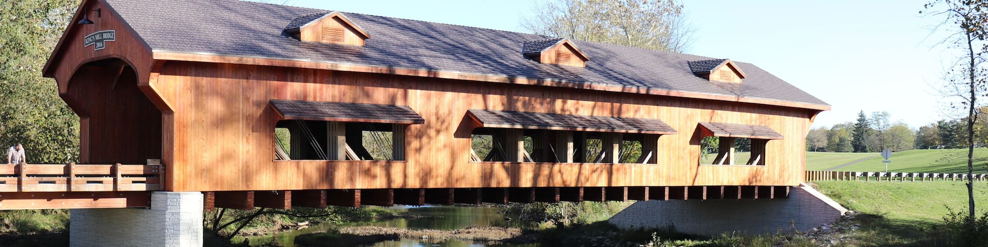 Vintage Rebuilt Cedar Covered Bridge