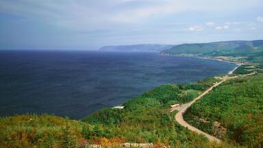 Panoramic view of Pleasant Bay in Cape Breton, Nova Scotia, Canada