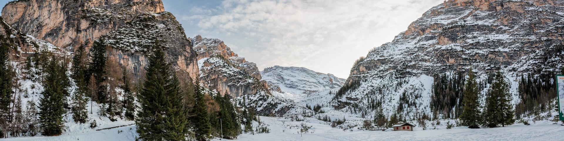 Winter in the San Vigilio di Marebbe valley of the Dolomites