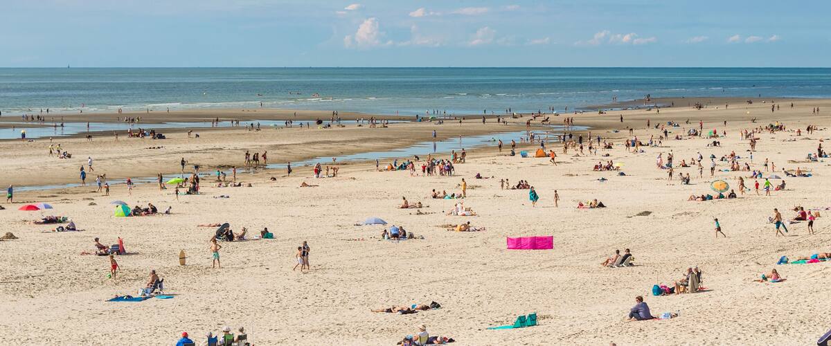 A Large Group of People on the Beach in Stella-Plage, Cucq, Cote d'Opale, France