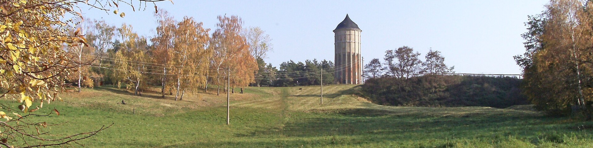 Wachberg hill with water tower in RĂŒckmarsdorf (Leipzig, Saxony)