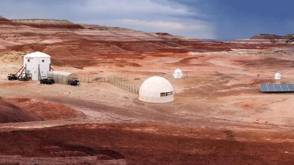 HANKSVILLE, UTAH - AUGUST 15, 2018: Panorama of the Mars Desert Research Station.