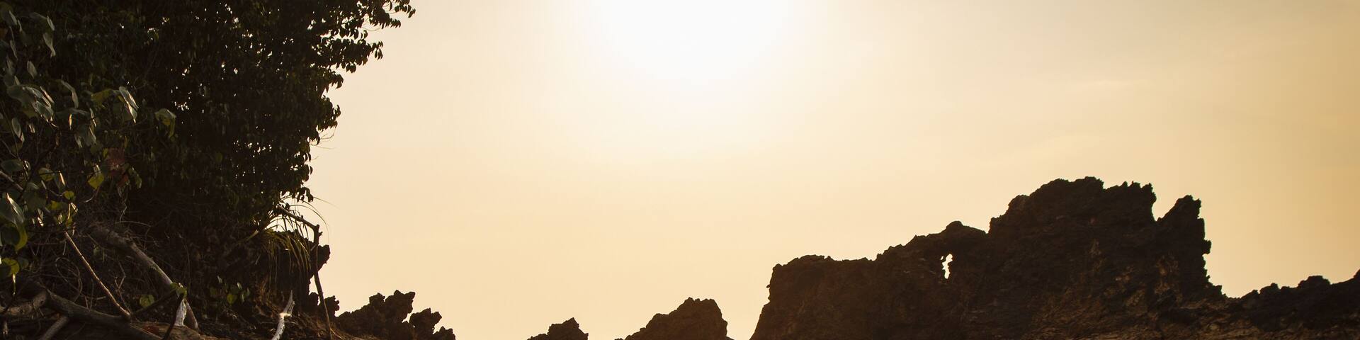 Silhouette of stone bridge at island of Koh Libong, Thailand.